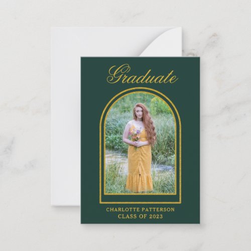 Gold Glitter Arch Graduate Class Of 2023 Photo   Note Card