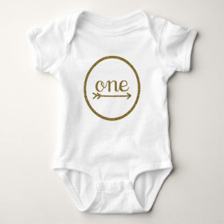 Gold Glitter Arrow One Baby's First Birthday Baby Bodysuit
