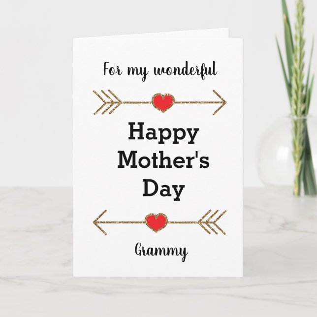 Gold Glitter Arrows Happy Mother's Day Grammy Card (Front)