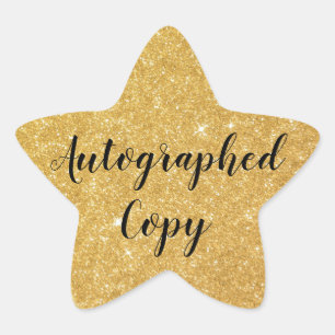 Gold Glitter Autographed Copy Author Writer Star Star Sticker
