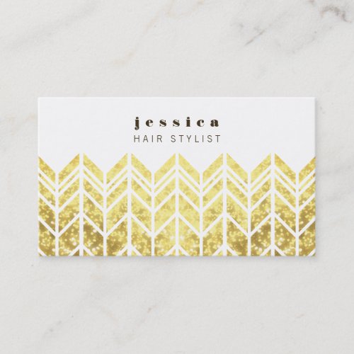 Gold Glitter Aztec Arrow Pattern Hair Stylist Card Business Card