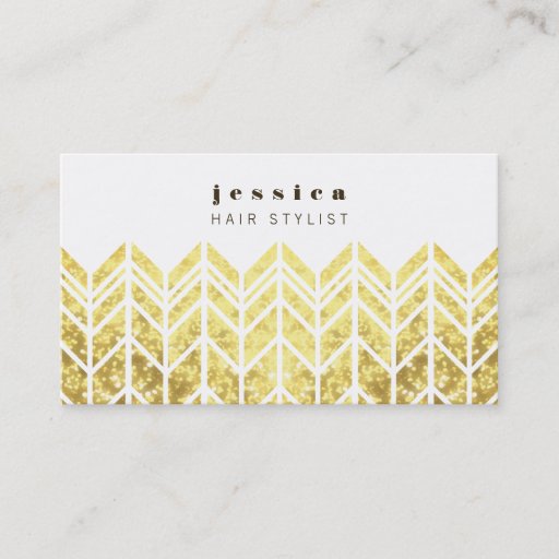 Customizable Gold Glitter Aztec Arrow Pattern Hair Stylist Card Business Card