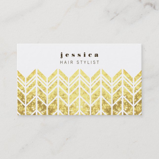 Gold Glitter Aztec Arrow Pattern Hair Stylist Card (Front)