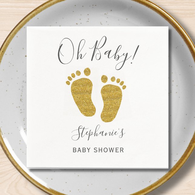 Gold Glitter Baby Feet Napkins (Creator Uploaded)