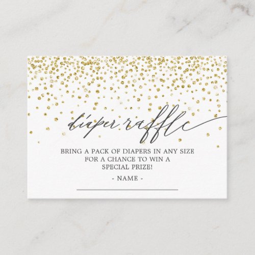 Gold Glitter Baby Shower Diaper Raffle Ticket Enclosure Card