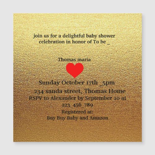 Gold Glitter Baby Shower Invitation