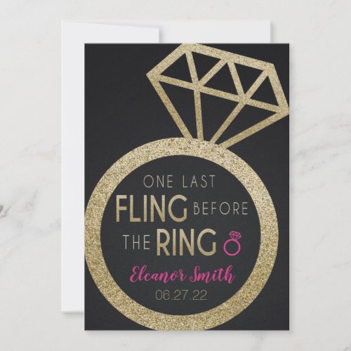 Gold Glitter Bachelorette and Hens Party Itinerary Invitation