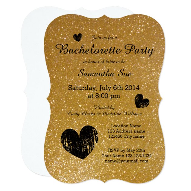 Gold Glitter Bachelorette Party Invitations