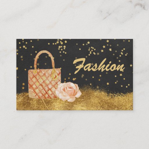 Customizable *~* Gold Glitter BAG ROSE FASHION Stars Business Card