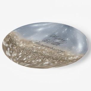 Gold Glitter Ball Paper Plates