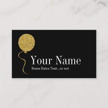 Gold Glitter Balloon Event Party Planner Black Business Card by NeatBusinessCards at Zazzle