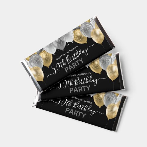 Gold Glitter Balloons 50th Birthday Thank You Hershey Bar Favors