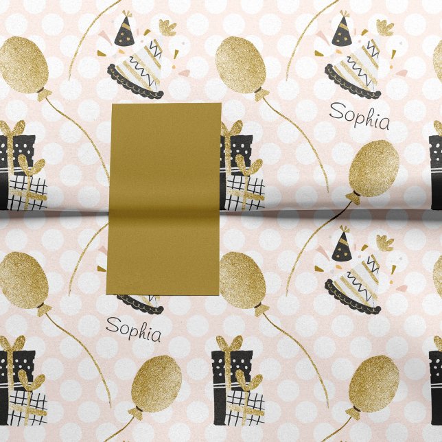 Gold Glitter Balloons and Party Hats Kids Birthday Tissue Paper (Creator Uploaded)