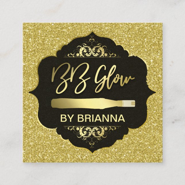 Gold Glitter BB Glow Treatment Square Business Card (Front)