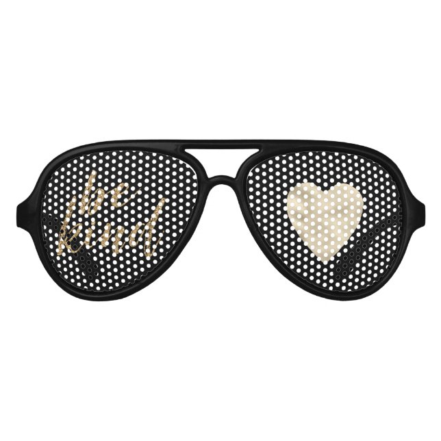 Gold Glitter Be Kind Heart Inspirational Quote Aviator Sunglasses (Front)