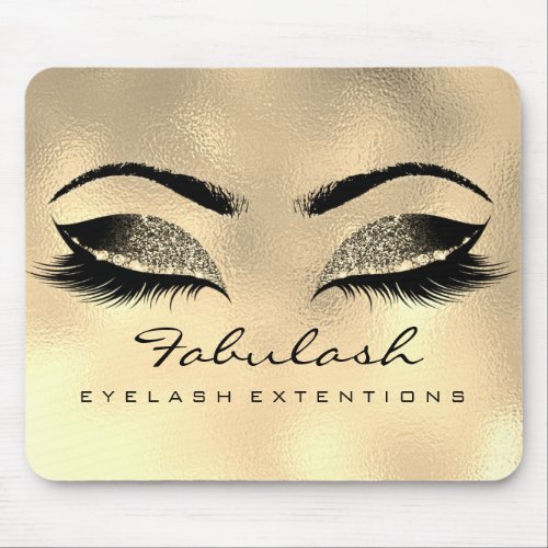 Gold Glitter Beauty Studio Lashes Extension Browns Mouse Pad
