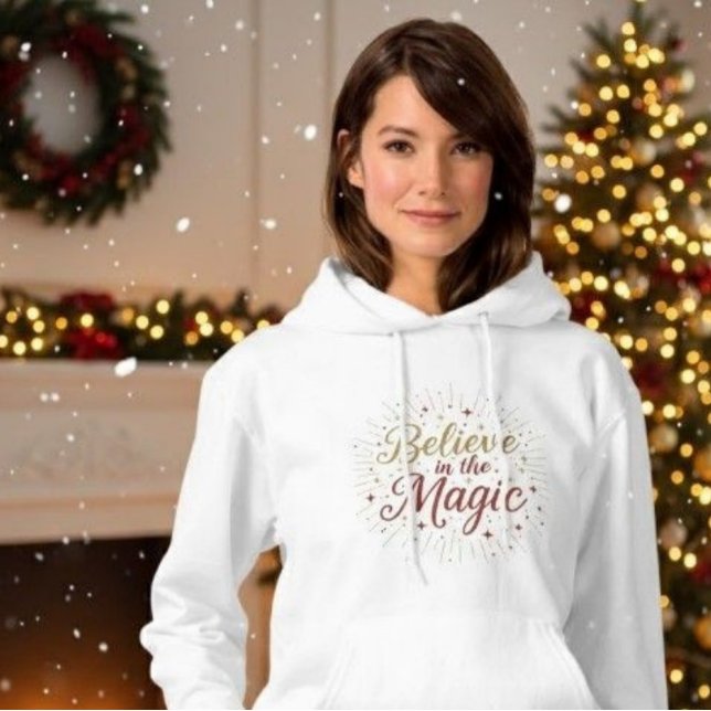 Gold Glitter "Believe in the Magic" Christmas Holi Hoodie (Creator Uploaded)