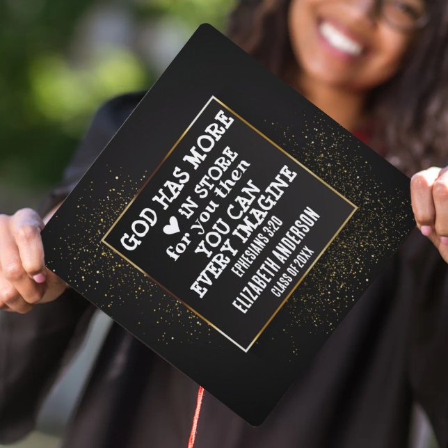 Gold Glitter Bible Verse Graduation Cap Topper (Creator Uploaded)