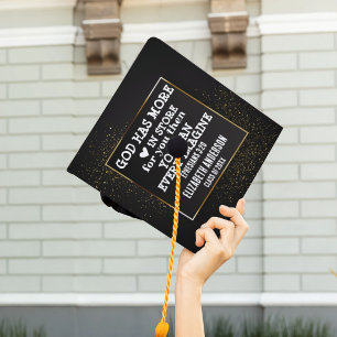Gold Glitter Bible Verse Graduation Cap Topper