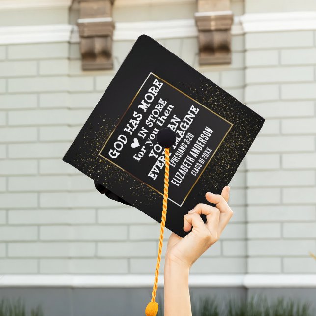 Gold Glitter Bible Verse Graduation Cap Topper (Creator Uploaded)