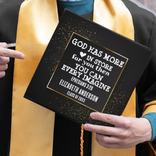 Gold Glitter Bible Verse Graduation Cap Topper