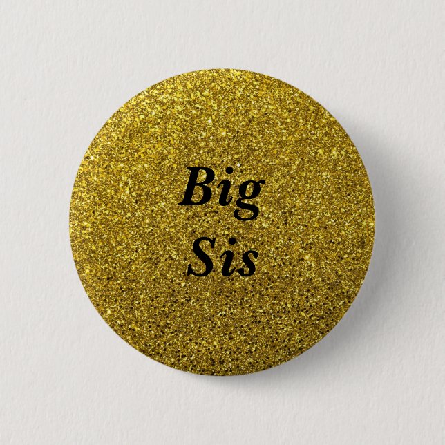 Gold Glitter Big Sis Baby Shower Button (Front)