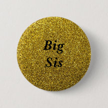 Gold Glitter Big Sis Baby Shower Button