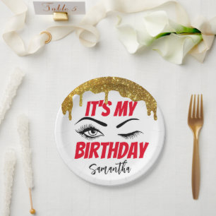 Gold Glitter Birthday 18th 21st 40th 50th Paper Plates