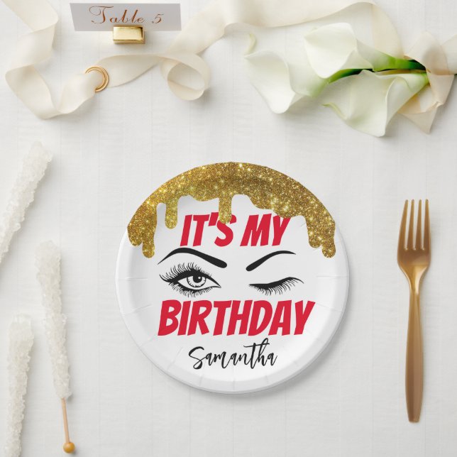 Gold Glitter Birthday 18th | 21st | 40th | 50th Paper Plates (Wedding)