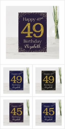 Gold Glitter Birthday Cards