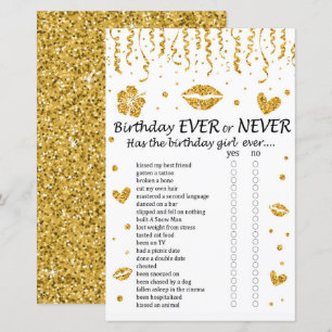 Gold glitter Birthday Ever or Never Game