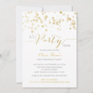Gold Glitter Birthday Party Invitations