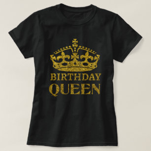 Gold Glitter Birthday Queen T-Shirt