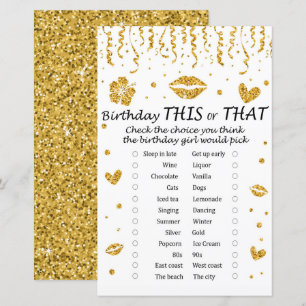 Gold glitter Birthday This or That Game