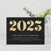 Gold Glitter Black 2024 New Year's Eve Party Invitation