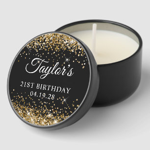 Gold Glitter Black 21st Birthday Mini Candle Favors