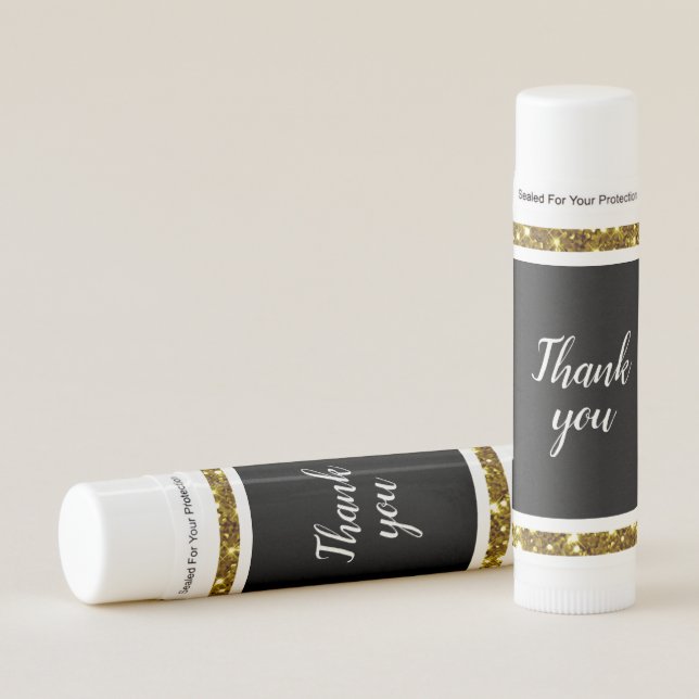 Gold Glitter, Black and White Lip Balm (Front)