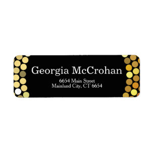 Gold Glitter Black and White Return address Label