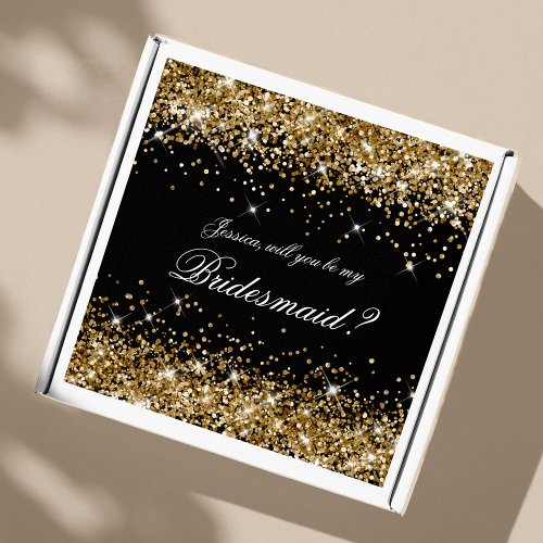 Gold Glitter Black Bridesmaid Proposal Gift Box Sticker