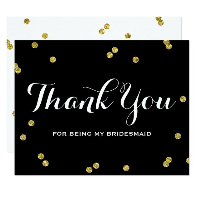 Gold Glitter Black | Bridesmaid Thank You Cards