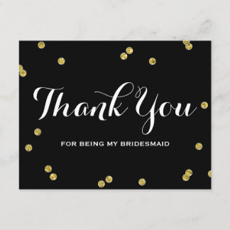 Gold Glitter Black | Bridesmaid Thank You Cards