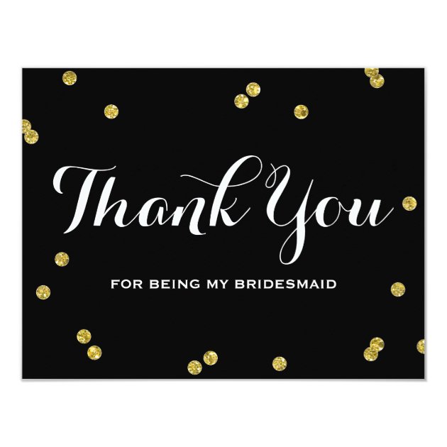 Gold Glitter Black | Bridesmaid Thank You Cards