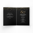 Gold Glitter Black confetti 60th birthday program