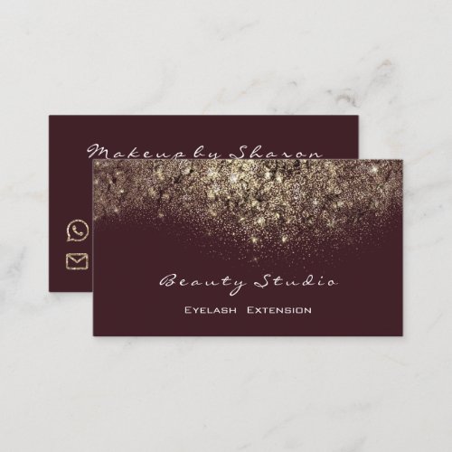 Gold Glitter Black Makeup Lash Burgundy Maroon Business Card