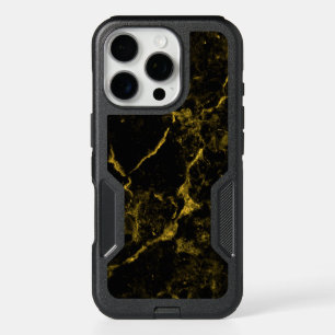 Gold Glitter Black Marble Texture iPhone 16 Pro Case