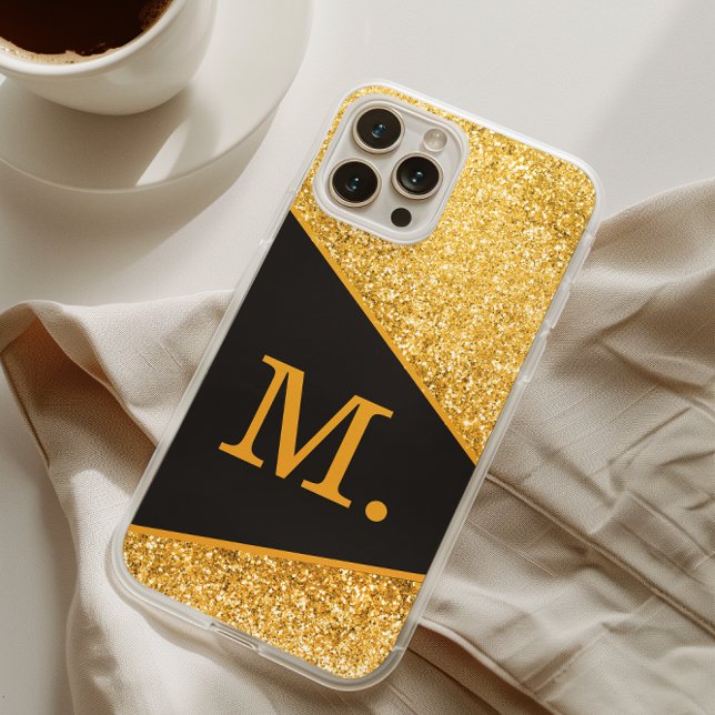 Gold Glitter Black Monogram Case-Mate iPhone Case (Creator Uploaded)