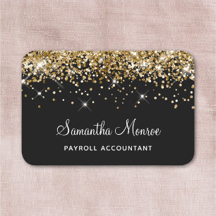 Gold Glitter Black Name Tag