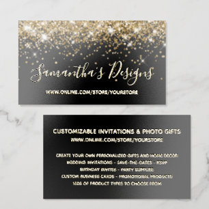 Gold Glitter Black Online Store Foil Business Cards