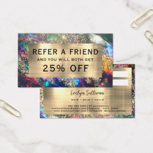 Gold glitter black opal referral card