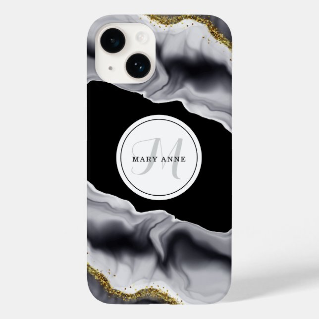 Gold Glitter Black Personalize Case-Mate iPhone Case (Back)